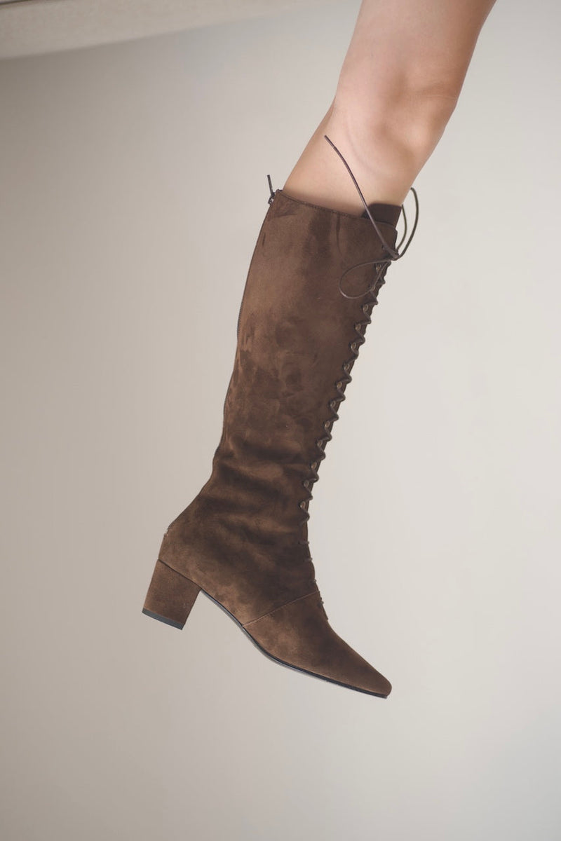 Pavlova Long Laces Boots Velours Oscuro Cigar