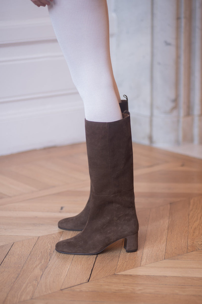 Vénezia Long Boots Velours Oscuro Cigar